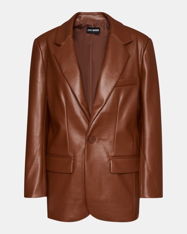 IMAAN FAUX LEATHER BLAZER COGNAC - SM REBOOTED - Image 6