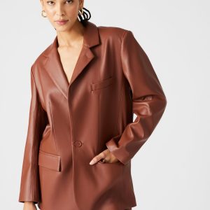 IMAAN FAUX LEATHER BLAZER COGNAC - SM REBOOTED