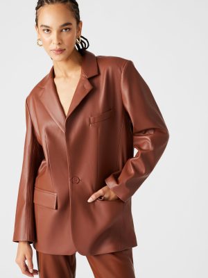 IMAAN FAUX LEATHER BLAZER COGNAC - SM REBOOTED
