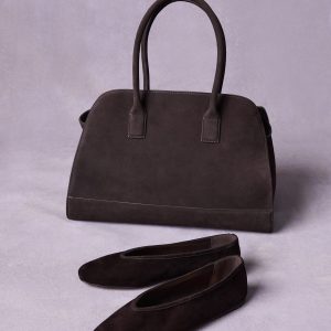 LENI FLAT AND HEIDEE BAG BROWN SUEDE BUNDLE