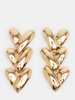 HEART LINEAR EARRINGS GOLD