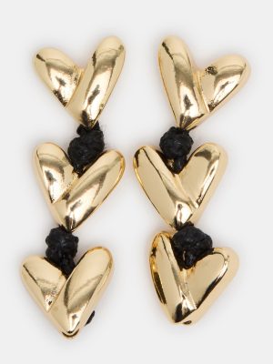 HEART LINEAR EARRINGS BLACK/GOLD