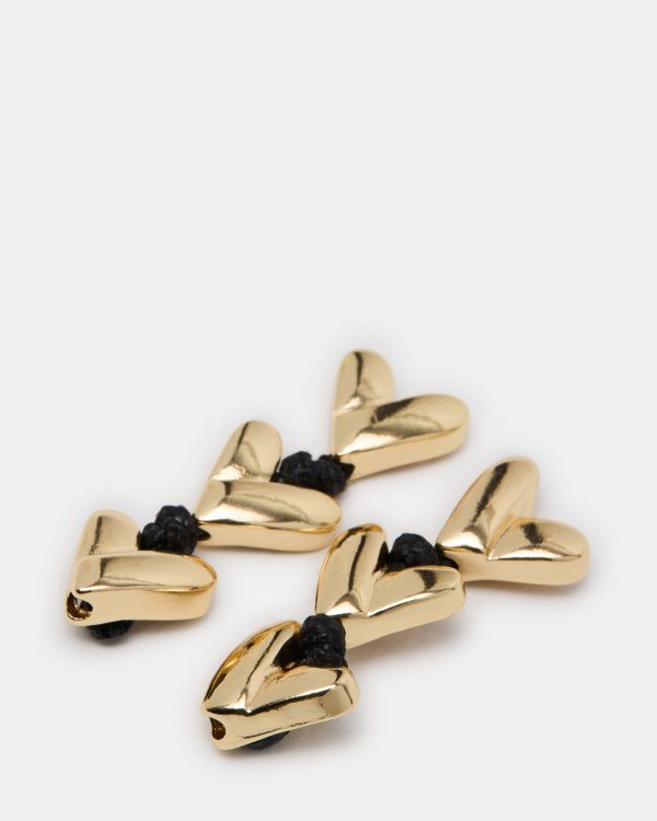 HEART LINEAR EARRINGS BLACK/GOLD - Image 2