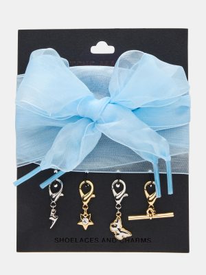 SHOE LACES AND CHARMS BLUE