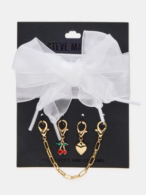 SHOE LACES AND CHARMS WHITE