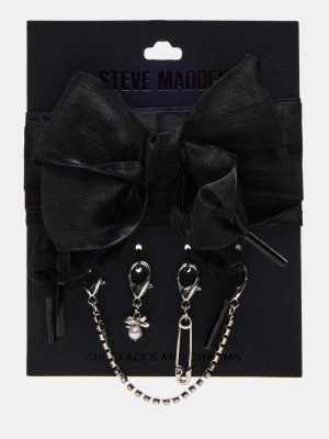 SHOE LACES AND CHARMS BLACK