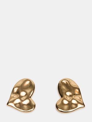 TEXTURED HEART STUD EARRINGS GOLD