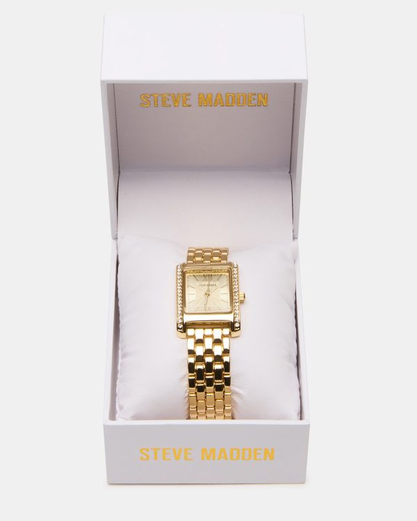 WOMEN'S SQUARE STAINLESS STEEL WATCH GOLD - Image 3