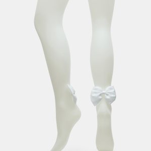 BRIDAL BOW TIGHTS SHEER WHITE