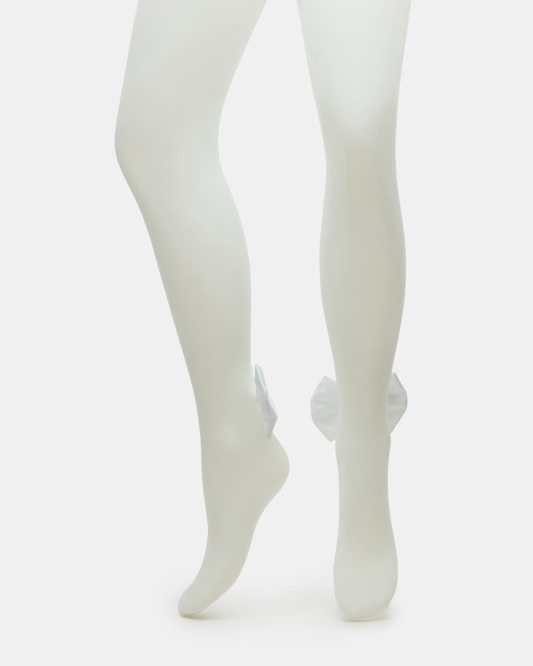 BRIDAL BOW TIGHTS SHEER WHITE - Image 2
