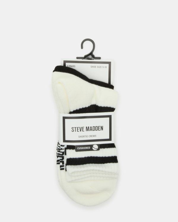 3 PACK STRIPED CREW SOCKS IVORY - Image 3