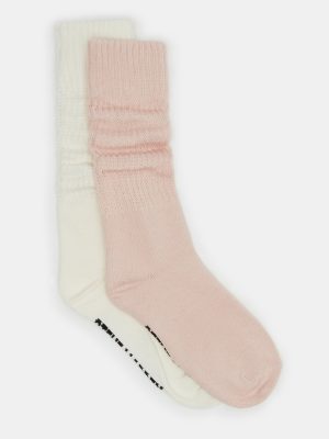2 PACK SLOUCHY CREW SOCKS BLUSH MULTI