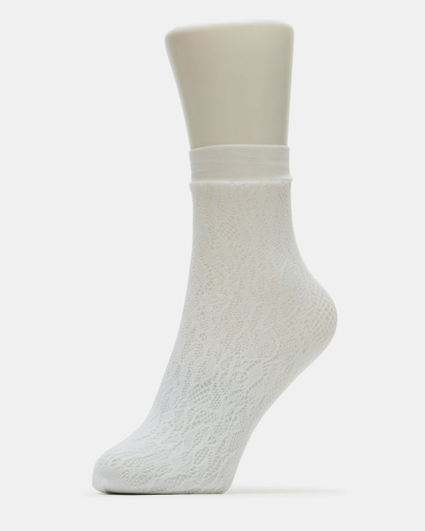 2 PACK LACE ANKLET SOCKS WHITE - Image 2