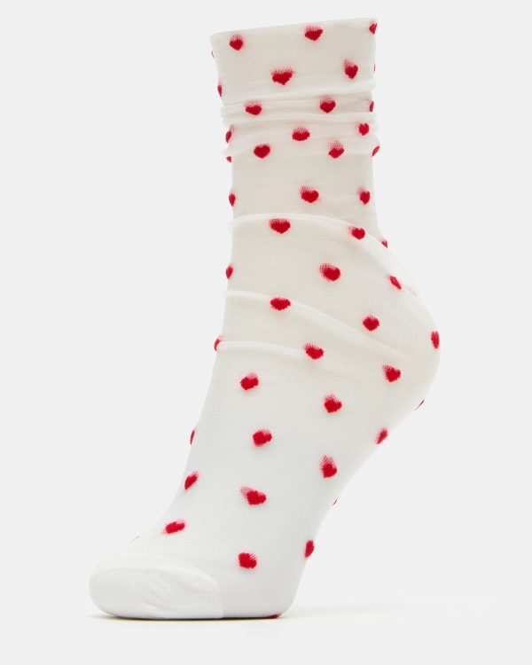 2 PACK HEART SOCKS SHEER WHITE - Image 2