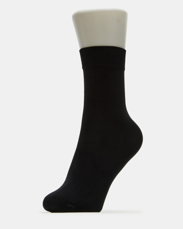 2 PACK BOW FISHNET ANKLET SOCKS BLACK - Image 3