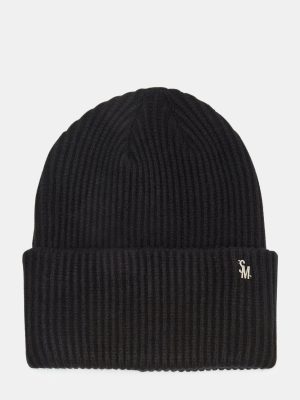 DOUBLE LAYER RIBBED KNIT BEANIE BLACK