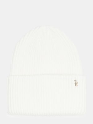 DOUBLE LAYER RIBBED KNIT BEANIE IVORY