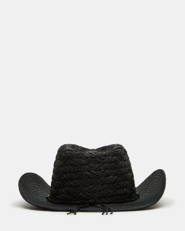 BEADED TRIM WESTERN HAT BLACK - Image 3