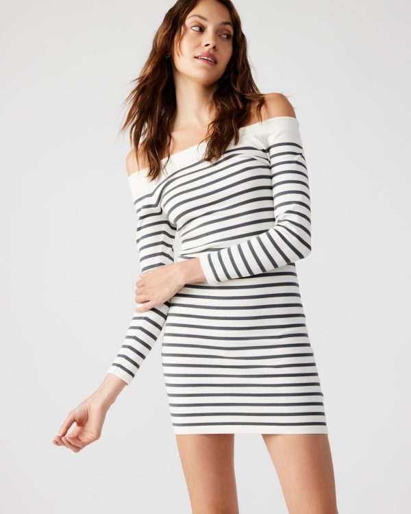 NOA SWEATER DRESS WHITE/BLACK - Image 3
