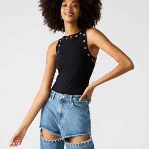 NICO GROMMET BODYSUIT BLACK