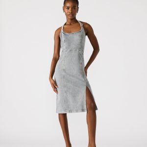 GIA DENIM DRESS LIGHT GREY