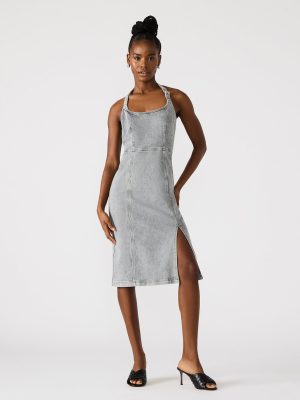 GIA DENIM DRESS LIGHT GREY