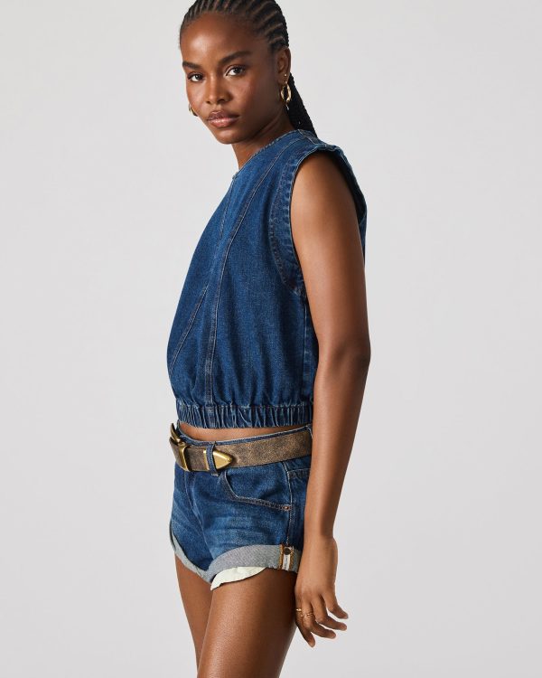 LEILA DENIM TOP DARK BLUE - Image 3