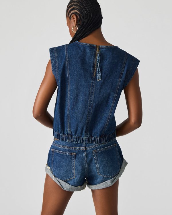 LEILA DENIM TOP DARK BLUE - Image 4