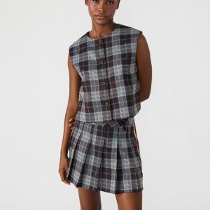 ALESSA TOP BROWN PLAID