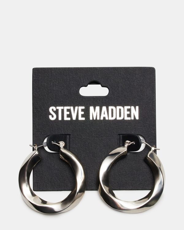 MEDIUM TWISTED HOOPS SILVER - Image 3
