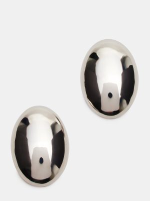 OVAL STUD EARRINGS SILVER