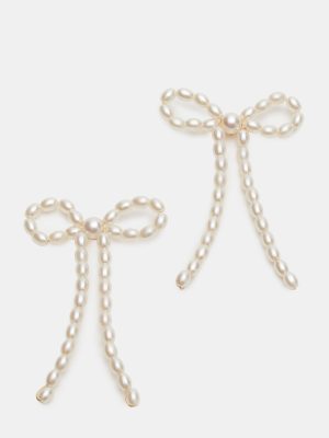 PEARL BOW EARRINGS IVORY