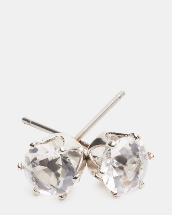 CRYSTAL STUD EARRINGS SILVER - Image 2