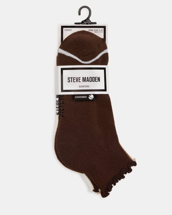 CHEER 3 PACK LETTUCE EDGE SOCKS BROWN - Image 3