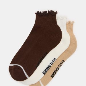 CHEER 3 PACK LETTUCE EDGE SOCKS BROWN