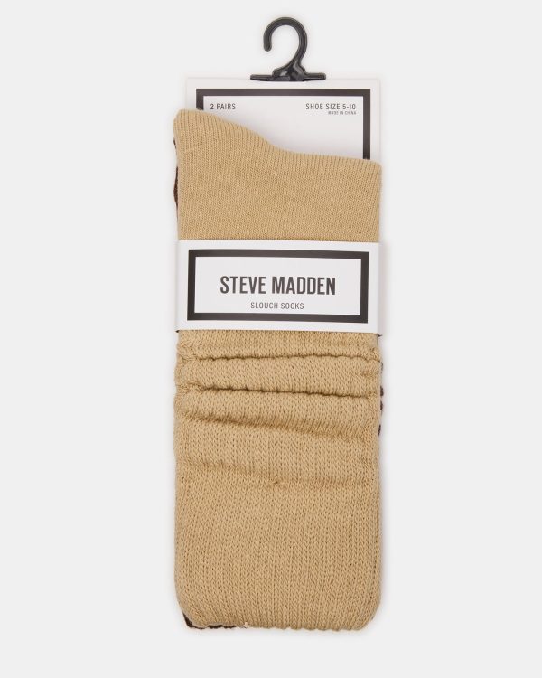 2 PACK RIB SLOUCH SOCKS TAN MULTI - Image 3