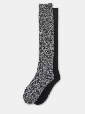 FALL 2 PACK MARLED KNEE HIGH SOCKS BLACK