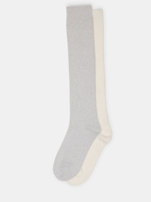 FALL 2 PACK MARLED KNEE HIGH SOCKS LIGHT GREY