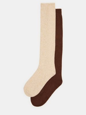 FALL 2 PACK MARLED KNEE HIGH SOCKS TAN