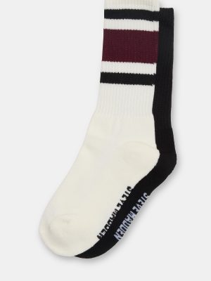 IVY 2 PACK STRIPE ATHLEISURE SOCKS CHERRY