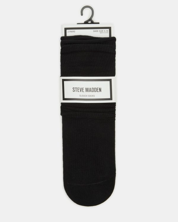 2 PACK SLOUCHY CREW SOCKS BLACK WHITE - Image 4