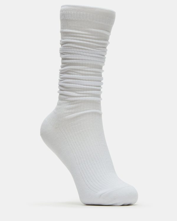 2 PACK SLOUCHY CREW SOCKS BLACK WHITE - Image 3