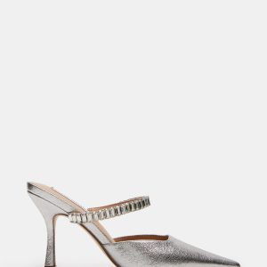 BRECKI SILVER LEATHER RHINESTONES