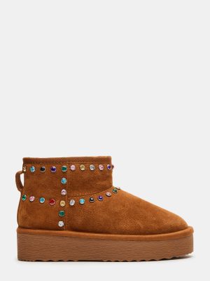 COMFY CHESTNUT SUEDE RHINESTONES