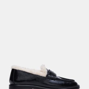 MADISON FAUX FUR BLACK LEATHER