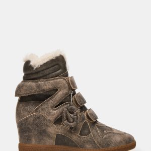 MAVIS FAUX FUR BROWN DISTRESSED